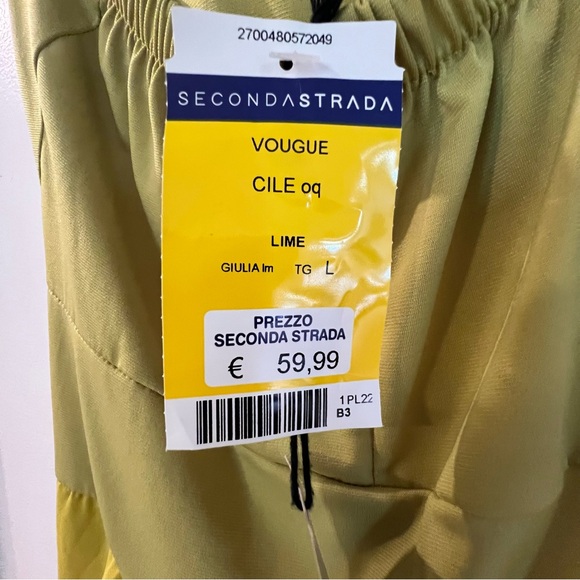 VOUGE 100% Italian made Yellow Strapless Chiffon Dress Size Medium NWT - Picture 4 of 5